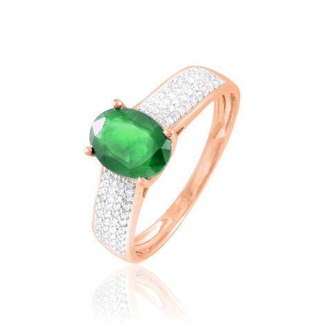 Bague Crista Or Rose Emeraude Et Diamant - Bagues solitaires Femme | Histoire d&rsquo;Or
