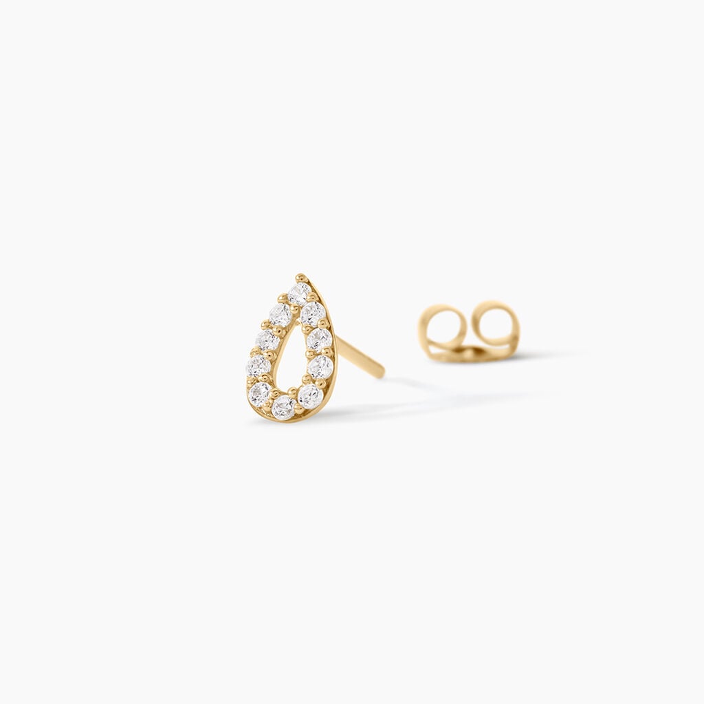 Boucles D'Oreilles Puces Elona Argent Dor&eacute; A L'Or 750/1000 Oxyde De Zirconium - Boucles d'oreilles fantaisie Enfant | Histoire d&rsquo;Or