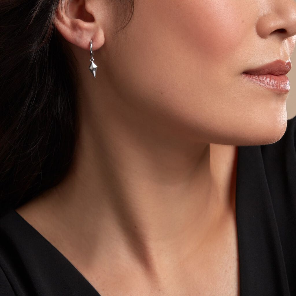 Créoles Arla Argent Blanc - Boucles d'oreilles créoles Femme | Histoire d’Or