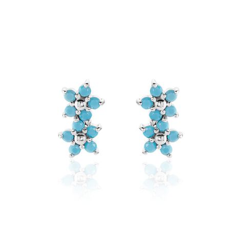 Boucles D'oreilles Puces Blanc/ivoire/bleu Turquoise - Mariage, Cérémonie - Neuves Avec étiquettes