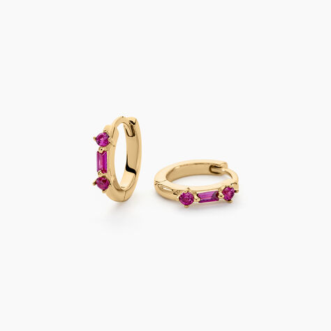 Créoles Gianna Plaqué Or Jaune Oxyde De Zirconium Pierre De Synthese - Boucles d'oreilles créoles Femme | Histoire d’Or