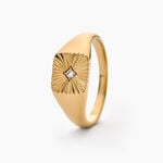 Chevaliere Plaqu&eacute; Or Erditse Oxyde De Zirconium - Bagues solitaires Femme | Histoire d&rsquo;Or