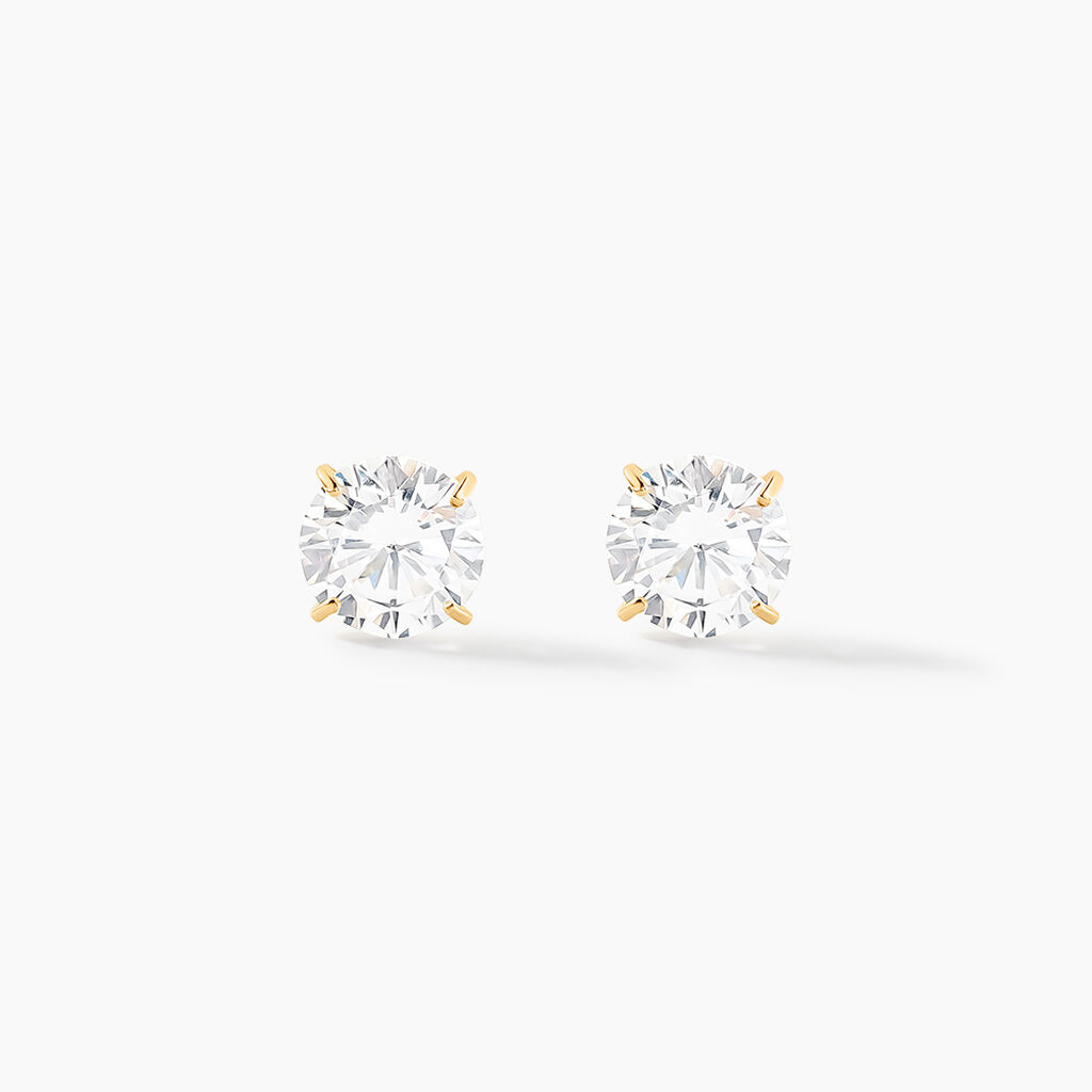 Boucles D'oreilles Puces Or Jaune Katherina Oxyde De Zirconium - Clous d'oreilles Femme | Histoire d’Or