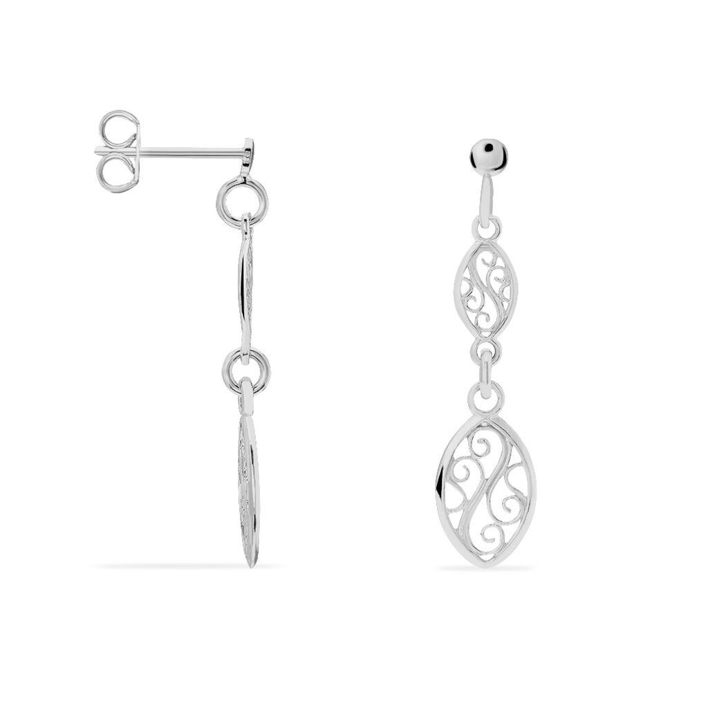Boucles D'oreilles Pendantes Mahee Argent Blanc - Boucles d'oreilles fantaisie Femme | Histoire d’Or