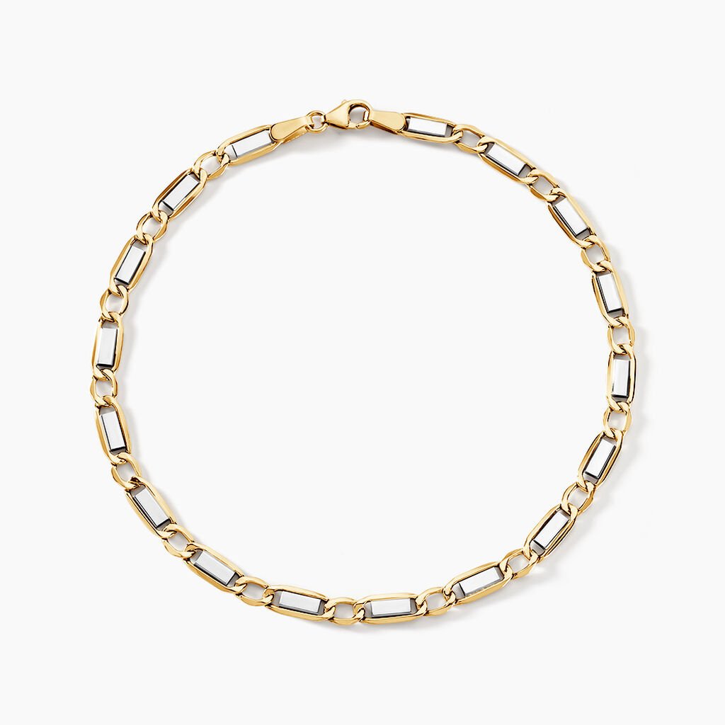 Bracelet Danae Plaquette Or Bicolore - Bracelets cha&icirc;ne Homme | Histoire d&rsquo;Or