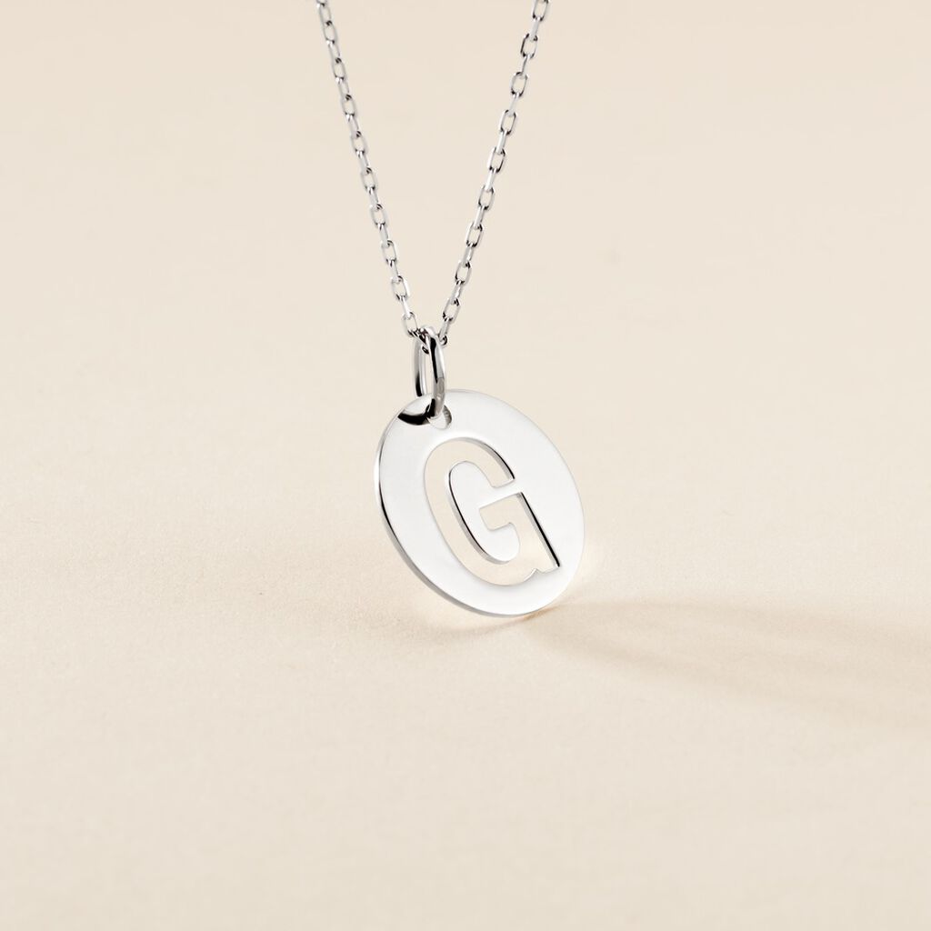 Pendentif Elio G Argent Blanc - Pendentifs Famille | Histoire d&rsquo;Or