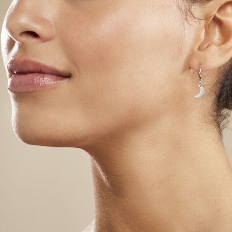 Créoles Elvyn Argent Blanc - Boucles d'oreilles créoles Femme | Histoire d’Or