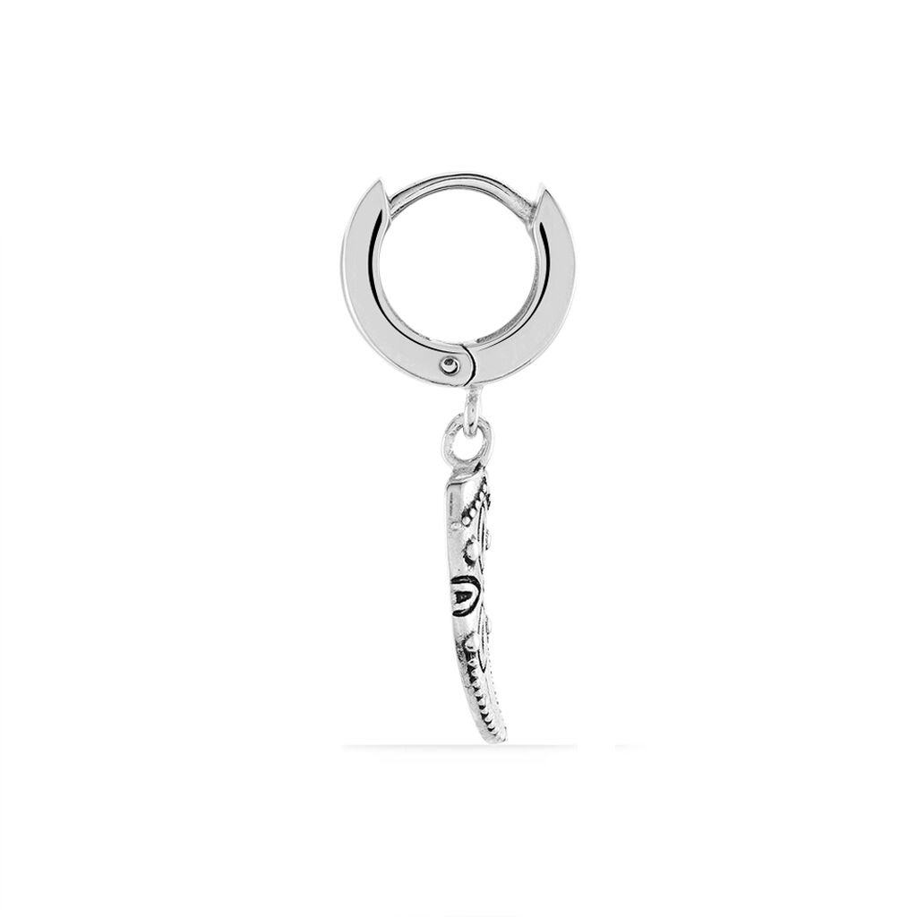 Créole Unitaire Elias Argent Blanc - Boucles d'oreilles créoles Homme | Histoire d’Or