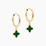 Creoles Lucky Gems Or Jaune Malachite - Boucles d'oreilles cr&eacute;oles Femme | Histoire d&rsquo;Or