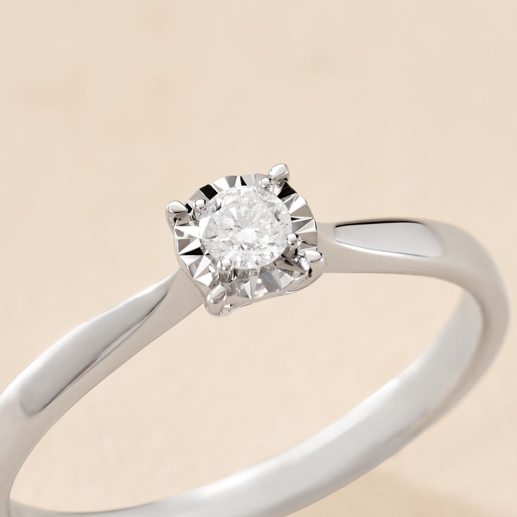 Bague Diamotion Or Blanc Diamant - Bagues solitaires Femme | Histoire d’Or