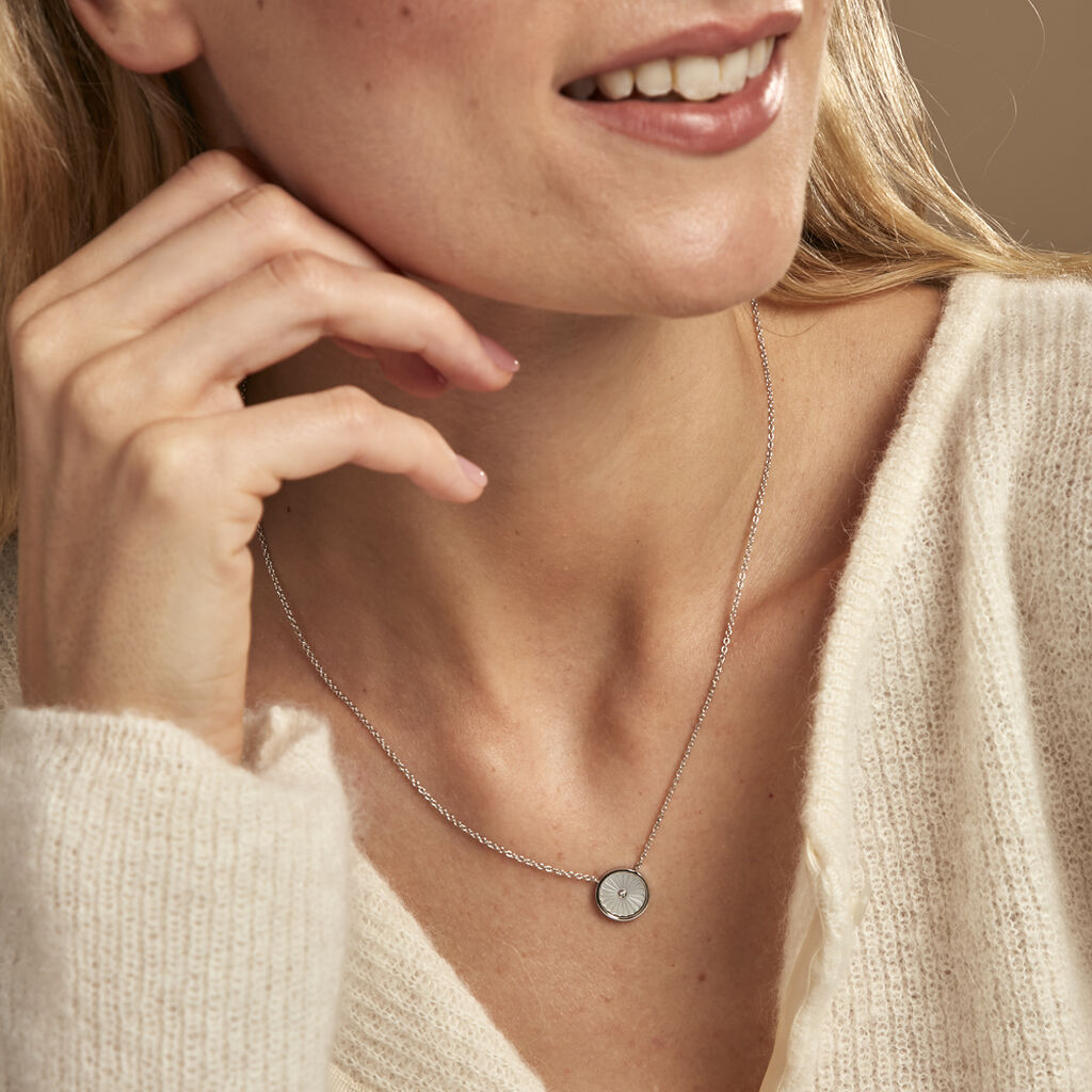 Collier Erina Argent Blanc Nacre Oxyde De Zirconium - Colliers fantaisie Femme | Histoire d’Or