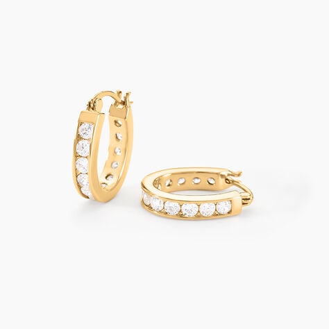 Créoles Doryne Plaqué Or Jaune Oxyde De Zirconium - Boucles d'oreilles créoles Femme | Histoire d’Or