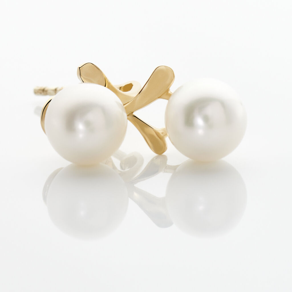 Boucles D'oreilles Pendantes Campanule Or Jaune Perle De Culture - Boucles d'oreilles pendantes Femme | Histoire d’Or