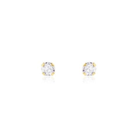 Boucles D'oreilles Puces Pepita Or Jaune Oxyde De Zirconium - Clous d'oreilles Famille | Histoire d’Or