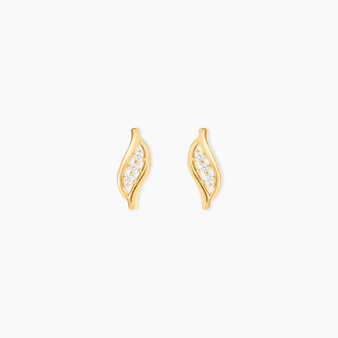 Boucles D'oreilles Puces Caline Or Jaune Diamant - Clous d'oreilles Femme | Histoire d&rsquo;Or