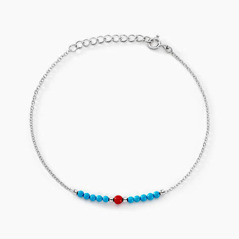Bracelet Behati Argent Blanc Corail Turquoise - Bracelets Femme | Histoire d’Or