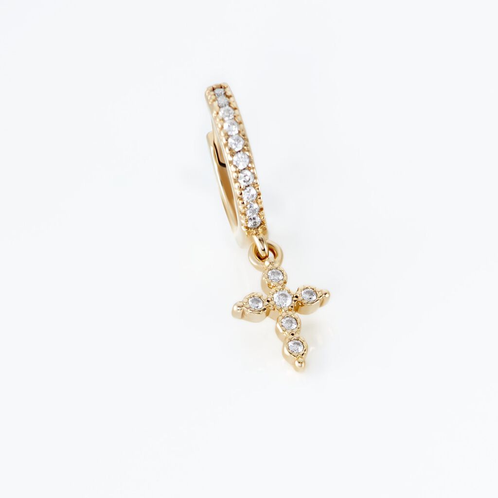 Cr&eacute;ole Unitaire Callistea Plaqu&eacute; Or Jaune Oxyde De Zirconium Oxyde - Piercings d'oreilles Femme | Histoire d&rsquo;Or