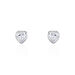 Boucles D'oreilles Puces Coeur Serti Clos Or Blanc Oxyde De Zirconium - Clous d'oreilles Femme | Histoire d’Or