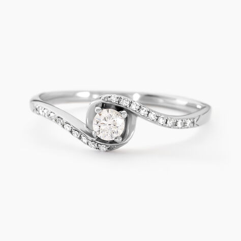 Bague Vrille Accompagnee Or Blanc Diamant - Bagues solitaires Femme | Histoire d&rsquo;Or