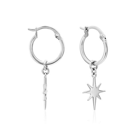 Créoles Pearce Argent Blanc - Boucles d'oreilles créoles Femme | Histoire d’Or