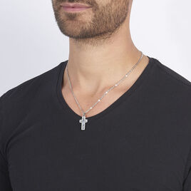 Collier Volcan Acier Blanc - Colliers Croix Homme | Histoire d’Or
