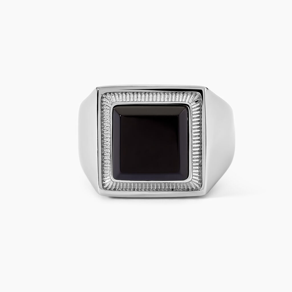 Chevali&egrave;re Exode Acier Blanc Onyx - Bagues solitaires Homme | Histoire d&rsquo;Or