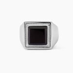 Chevali&egrave;re Exode Acier Blanc Onyx - Bagues solitaires Homme | Histoire d&rsquo;Or