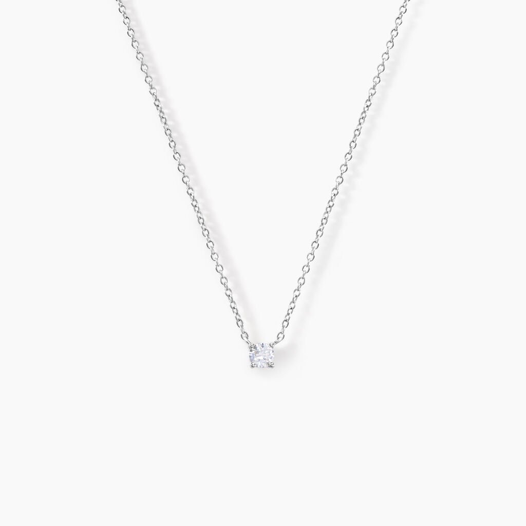 Collier Court Argent Blanc Lylwenn Oxyde De Zirconium - Ras de cou Femme | Histoire d&rsquo;Or