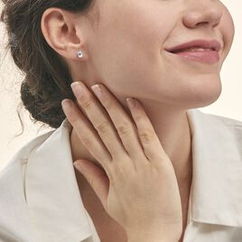 Boucles D'oreilles Puces Elea Serti Griffe Or Blanc Topaze - Clous d'oreilles Femme | Histoire d’Or