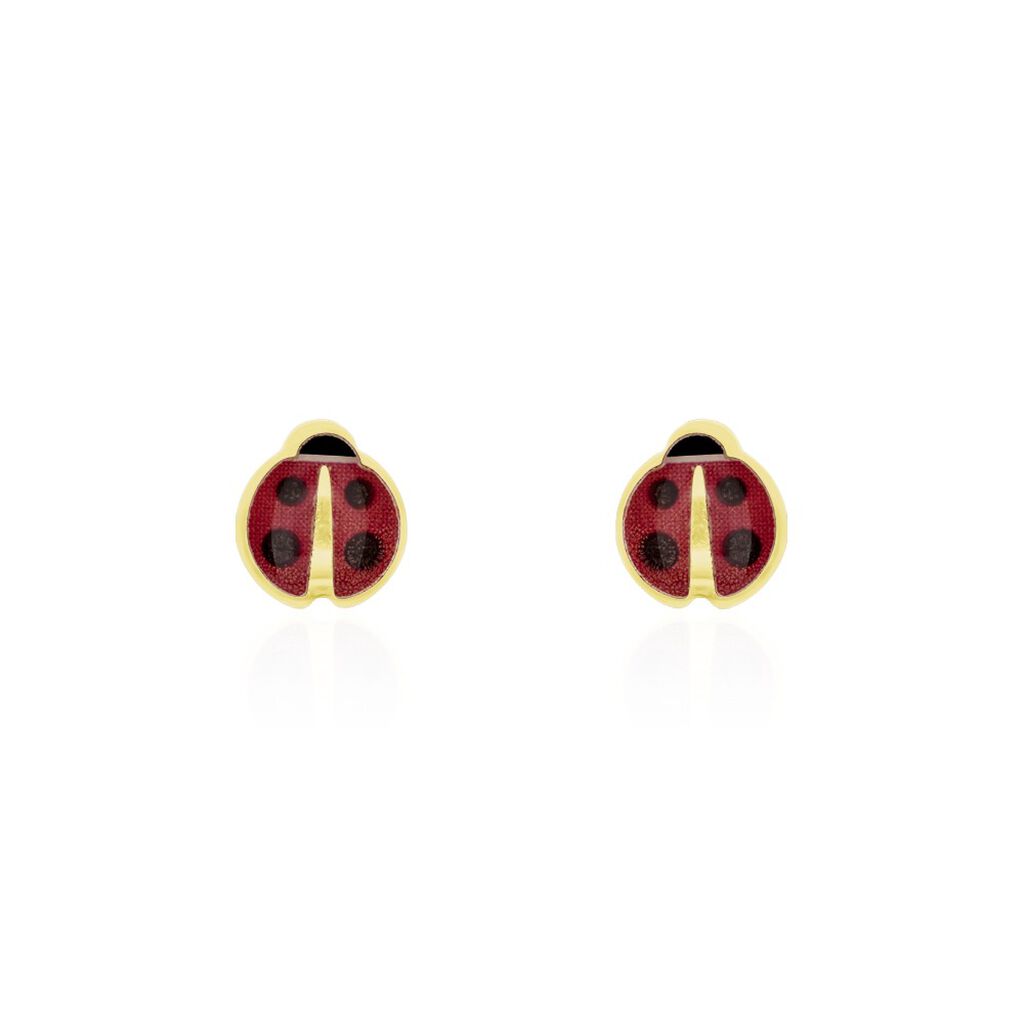 Boucles D'oreilles Puces Helidie Coccinelle Or Jaune - Clous d'oreilles Enfant | Histoire d’Or