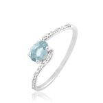 Bague Loriane Or Blanc Aigue Marine Et Oxyde De Zirconium - Bagues solitaires Femme | Histoire d&rsquo;Or