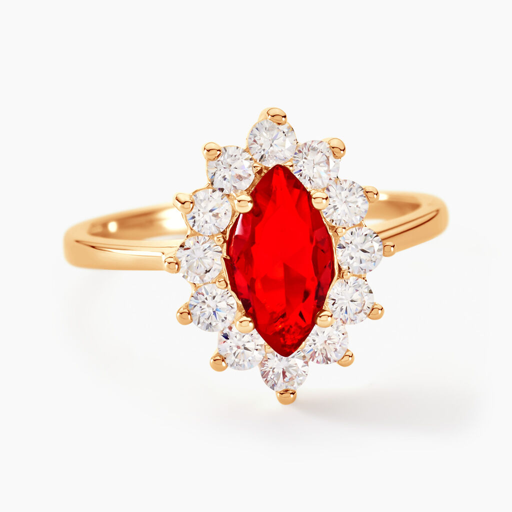 Bague Lisea Plaqu&eacute; Or Jaune Verre Et Oxyde De Zirconium - Bagues solitaires Femme | Histoire d&rsquo;Or