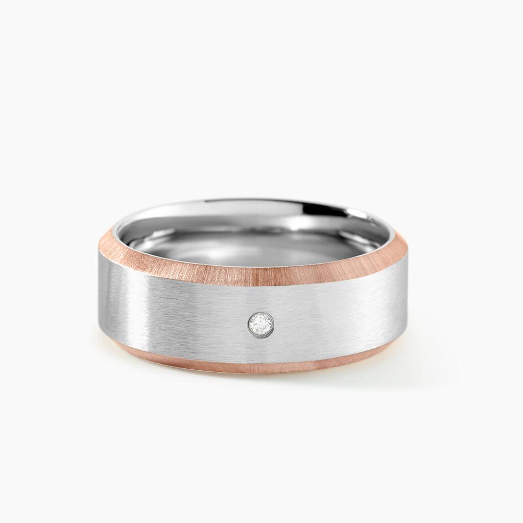 Bague M&eacute;tal Acier Diamant Synth&eacute;tique - Bagues avec pierre Homme | Histoire d&rsquo;Or