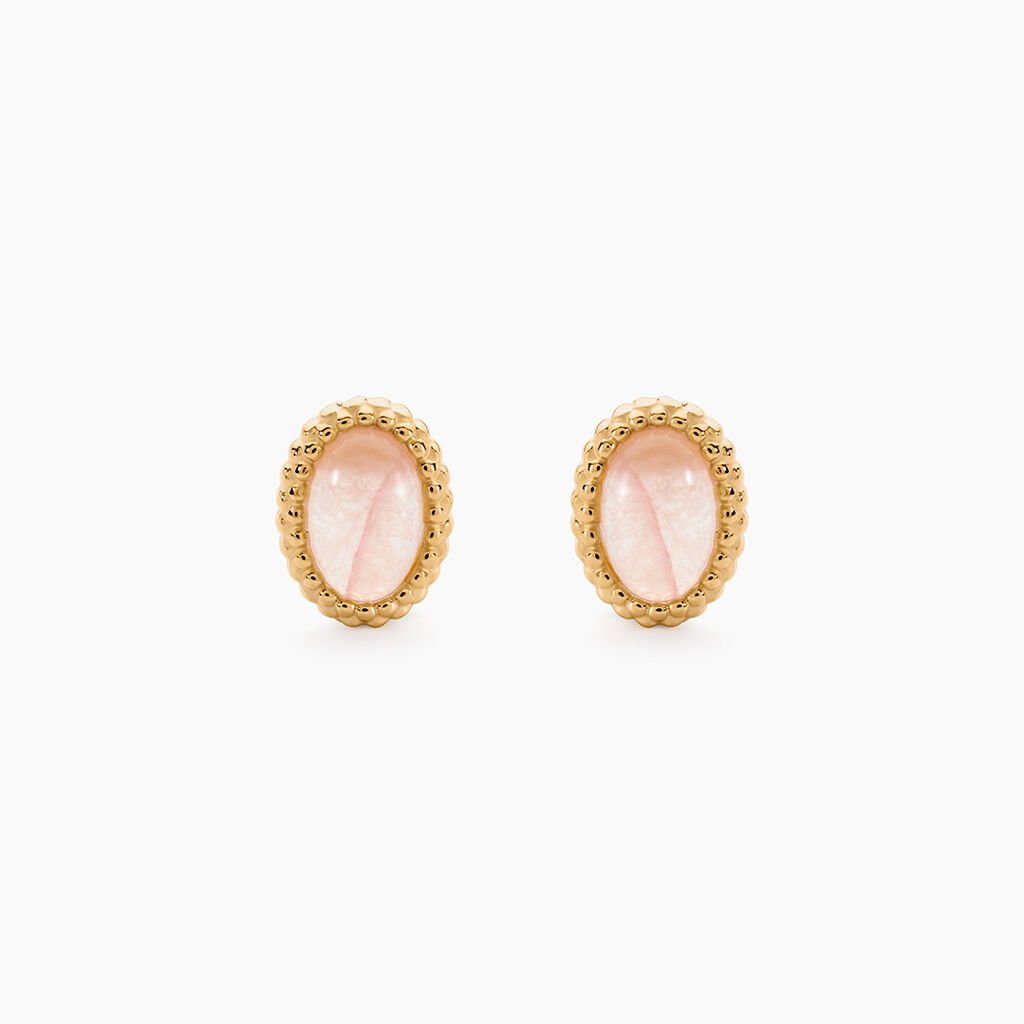 Boucles D'Oreilles Puces Vintage Love Plaque Or Jaune Quartz - Boucles d'oreilles fantaisie Femme | Histoire d&rsquo;Or