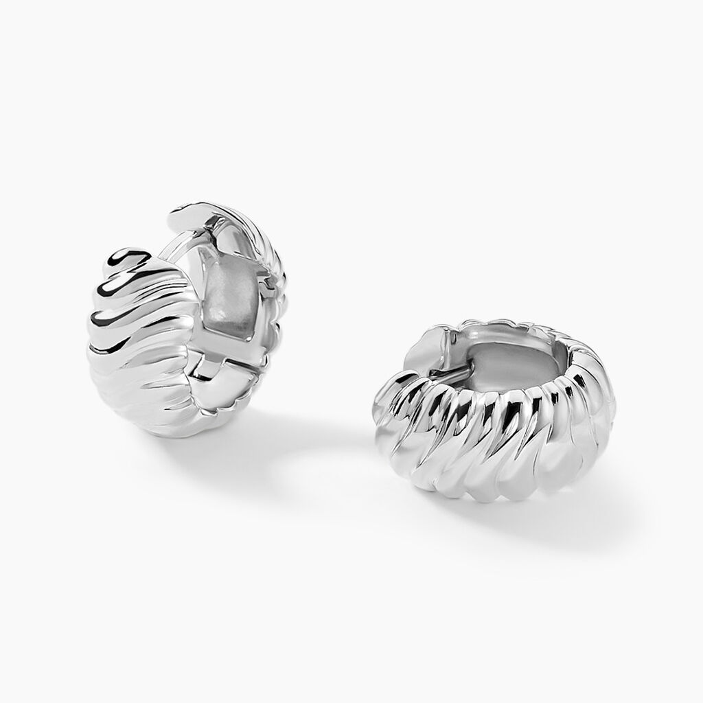 Créoles Leocadie Argent Blanc - Boucles d'oreilles créoles Femme | Histoire d’Or