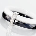 Bague Barette Bicolore Ceramique Argent Blanc Oxyde De Zirconium - Bagues avec pierre Femme | Histoire d&rsquo;Or
