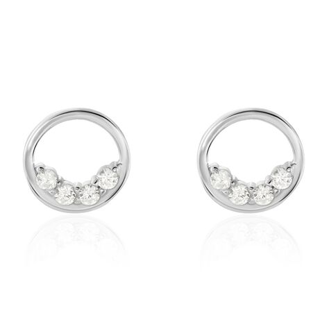 Boucles D'oreilles Puces Argent Blanc Vivence Oxydes De Zirconium - Boucles d'oreilles fantaisie Femme | Histoire d’Or