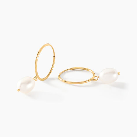 Créoles Or Jaune Perle De Culture - Boucles d'oreilles créoles Femme | Histoire d’Or