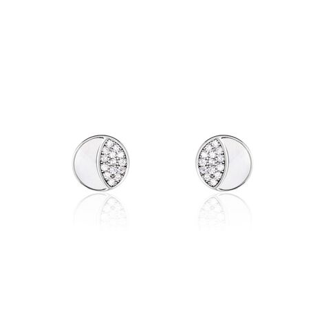 Boucles D'oreilles Puces Argent Blanc Haile Oxydes De Zirconium - Boucles d'oreilles fantaisie Femme | Histoire d’Or