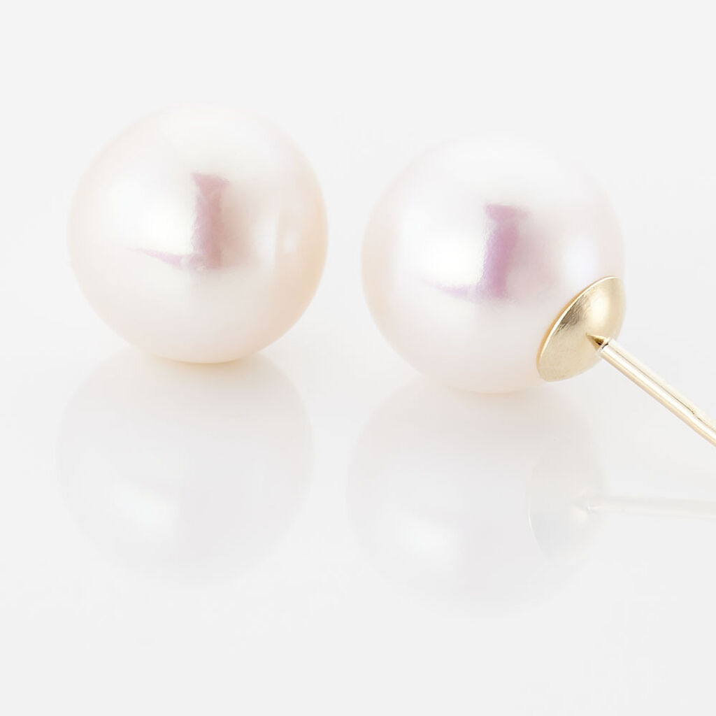 Boucles D'oreilles Puces Ursulina Or Jaune Perle De Culture - Clous d'oreilles Femme | Histoire d’Or