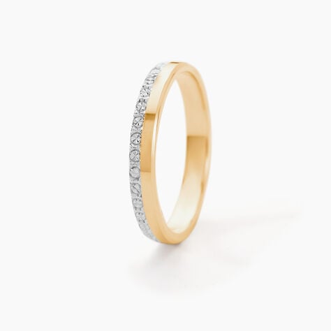 Alliance Fantaisie Diamantee Ruban Plat Or Bicolore - Alliances Unisex | Histoire d&rsquo;Or