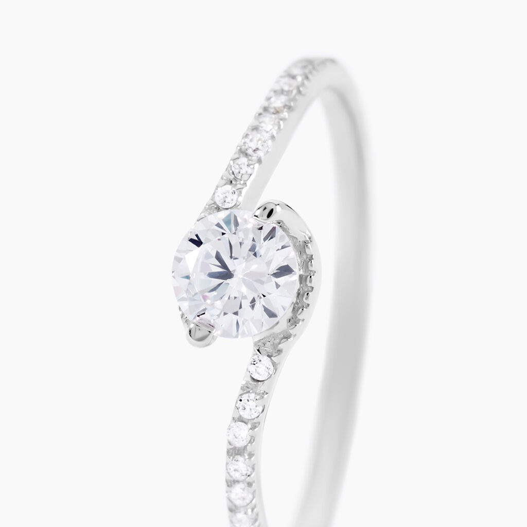 Bague Olly Or Blanc Oxyde De Zirconium - Bagues solitaires Femme | Histoire d&rsquo;Or