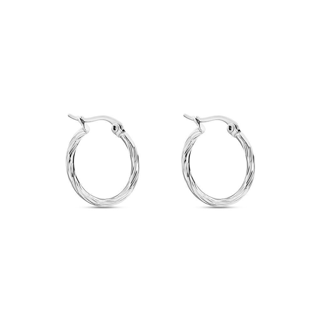 Créoles Esaias Acier Blanc - Boucles d'oreilles créoles Femme | Histoire d’Or