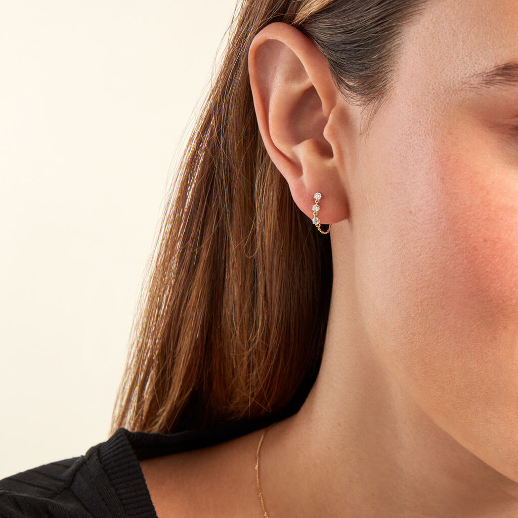 Boucles D'oreilles Puces Yale Or Jaune Diamant Synthétique - Clous d'oreilles Femme | Histoire d’Or