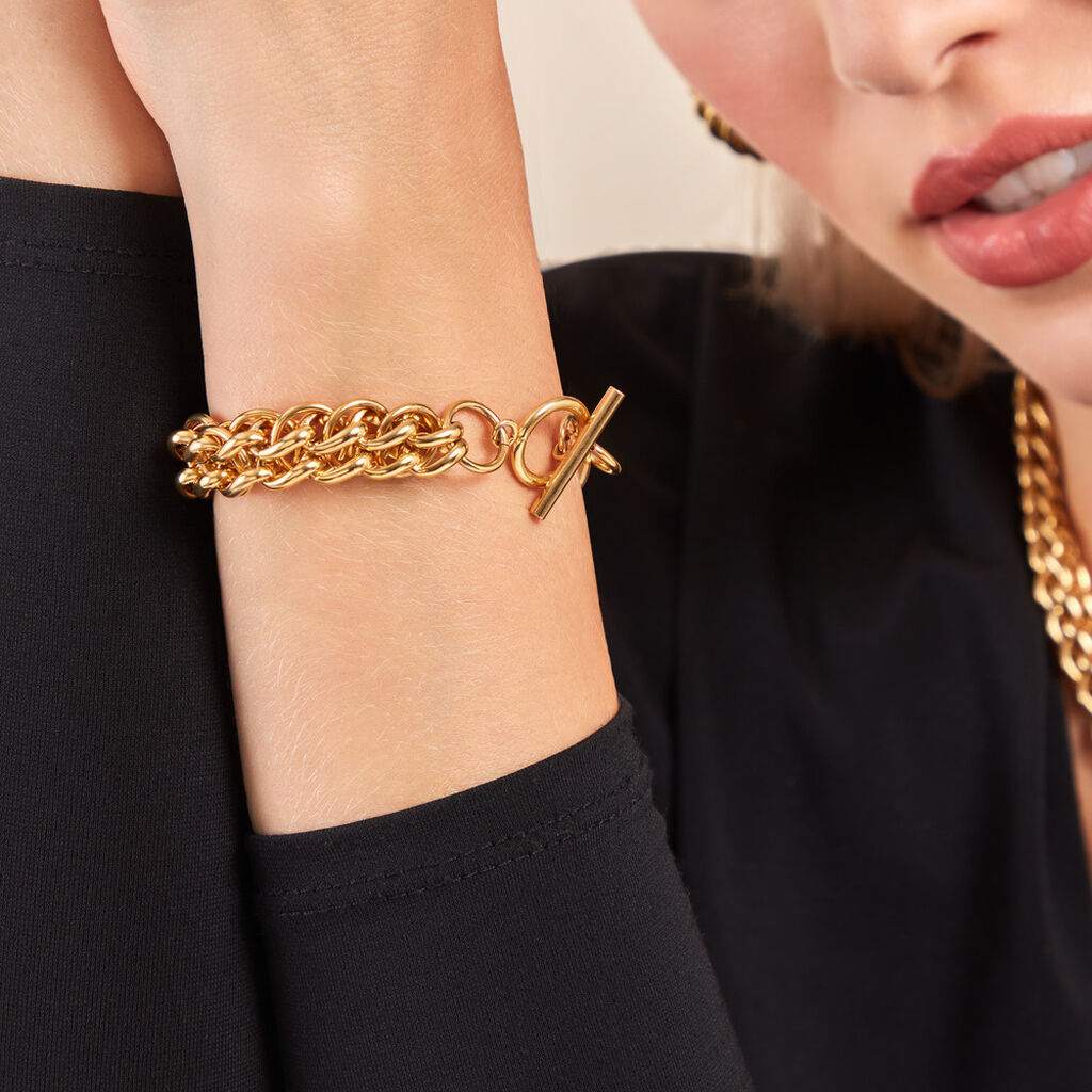 Bracelet Jackie Acier Jaune - Bracelets chaîne Femme | Histoire d’Or