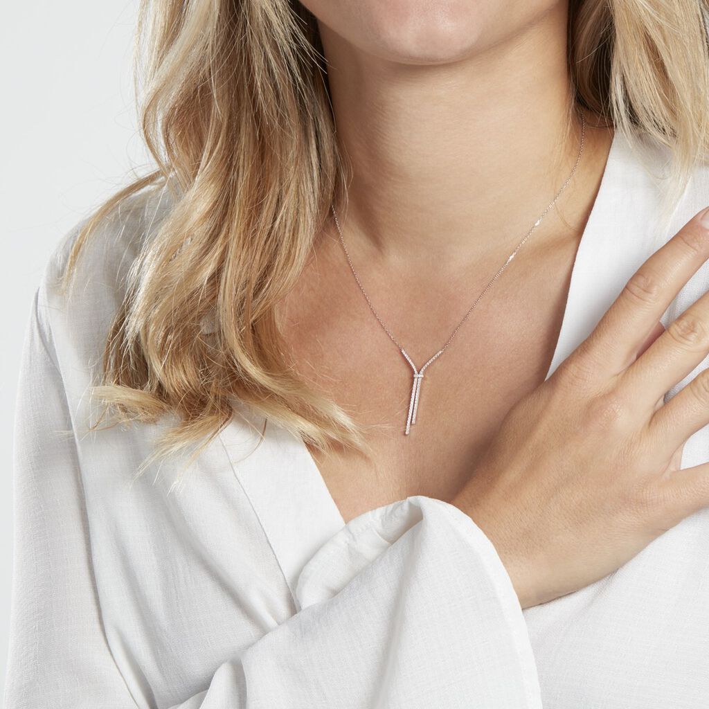 Collier Or Blanc Gwalduz Oxydes De Zirconium - Colliers Femme | Histoire d’Or