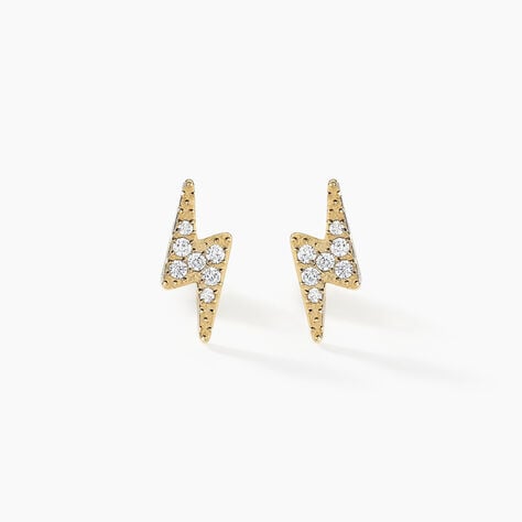 Boucles D'oreilles Puces Aurore Acier Dor&eacute; Cristal - Boucles d'oreilles fantaisie Femme | Histoire d&rsquo;Or