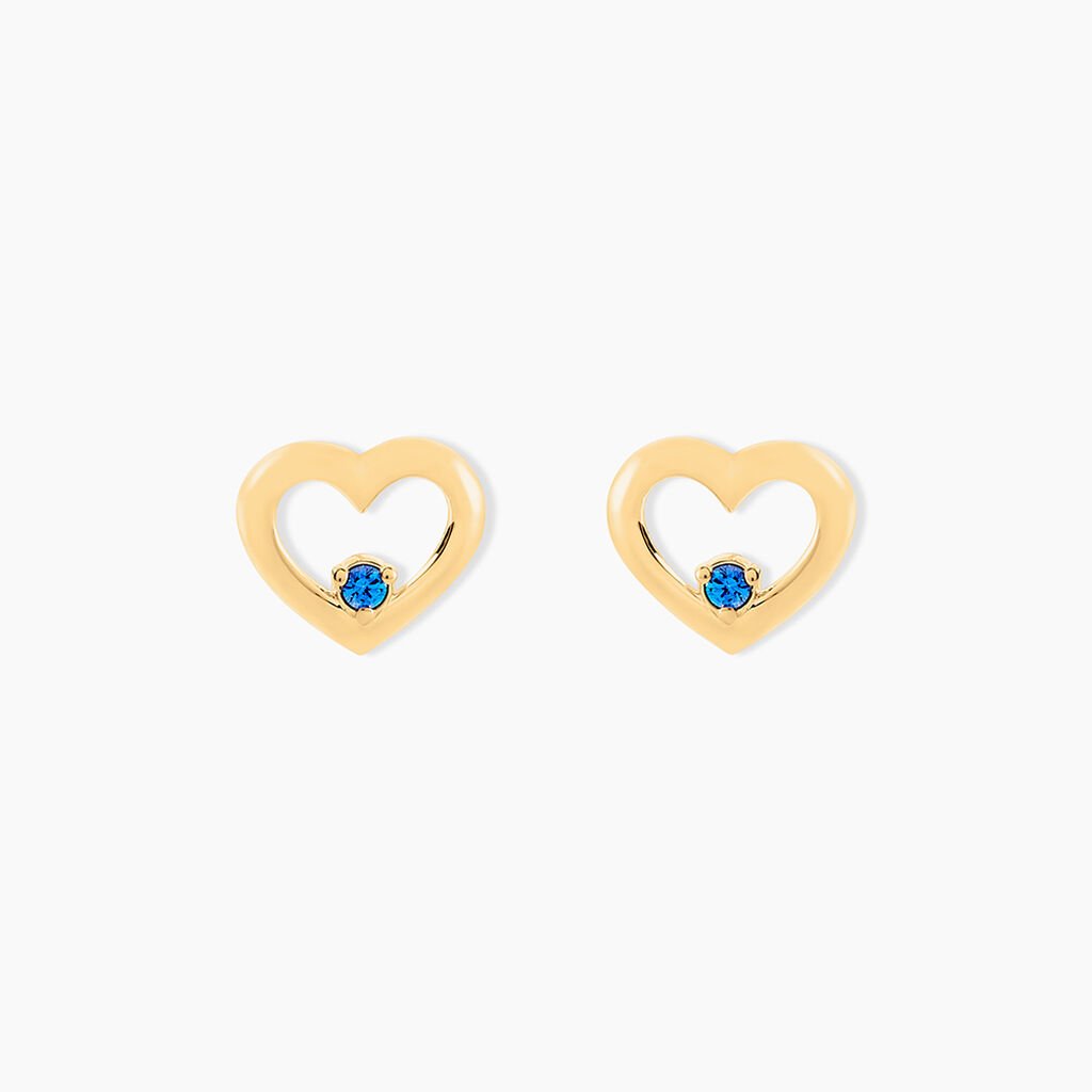 Boucles D'oreilles Puces Martella Or Jaune Saphir - Clous d'oreilles Femme | Histoire d’Or