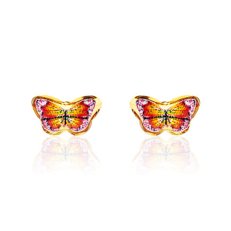 Boucles D'oreilles Puces Sulivia Papillon Or Jaune - Clous d'oreilles Enfant | Histoire d’Or