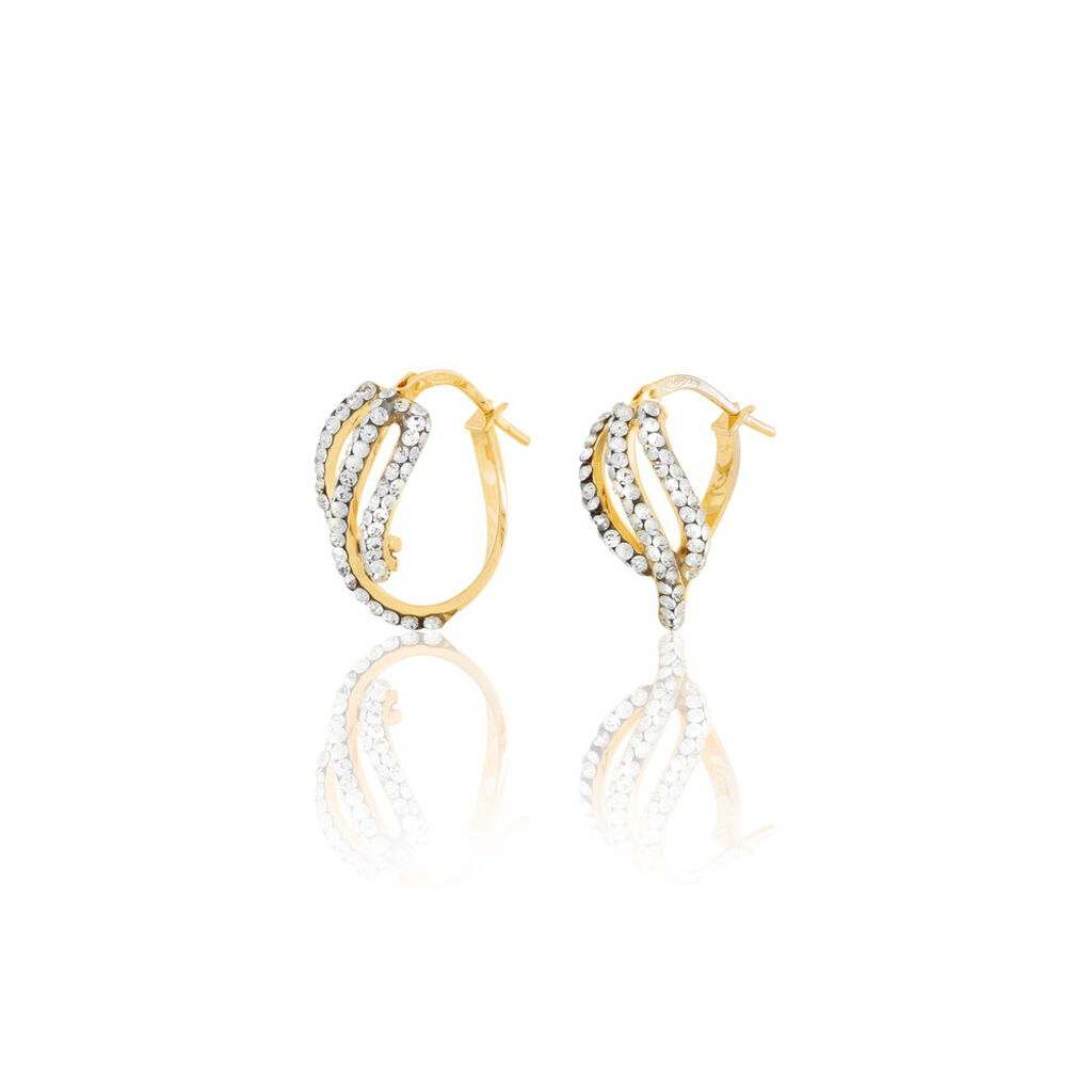 Créoles Hewie Or Jaune Strass - Boucles d'oreilles créoles Femme | Histoire d’Or
